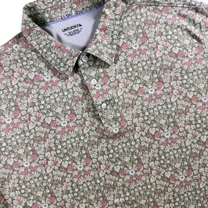 UNTUCKit Morris Polo Shirt Green‎ Floral Men's XXL Soft Cotton